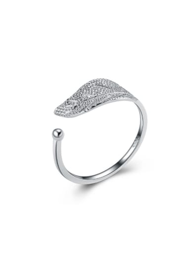 Leaf  Matte Silver Simple Fashion Opening Ring