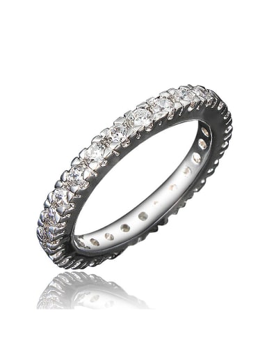 Women Platinum Plated Geometric Zircon Wedding Ring