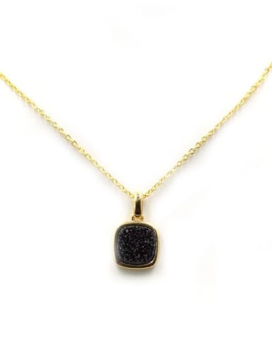 Simple Square Nature Black Crystal Necklace