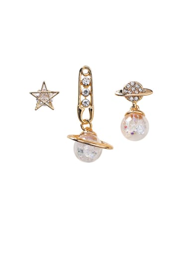 Alloy With Cubic Zirconia Trendy Planet Star Three-Piece Earrings
