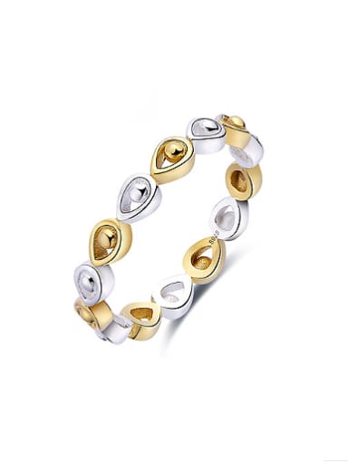 925 Silver Water Drop Shaped Double Color Ring