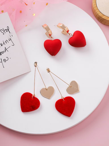 Alloy With Rose Gold Plated Simplistic Plush Heart Drop Earrings