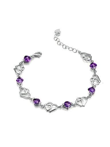 Fashion Cubic Purple Zirconias Copper Bracelet