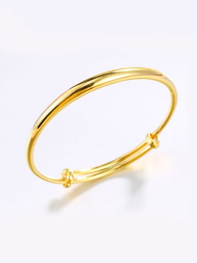 Copper Alloy 24K Gold Plated Smooth Women Bangle