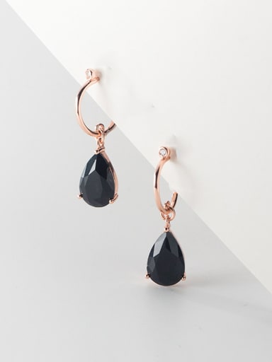 925 Sterling Silver With Rose Gold Plated Simplistic Water Drop Clip On Earrings