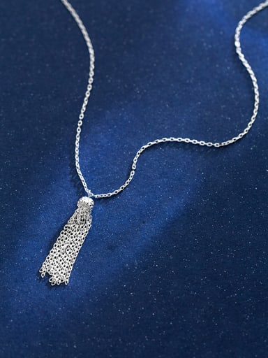 Sterling silver simple tassel necklace