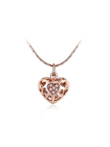 Temperament Hollow Heart Shaped Austria Crystal Necklace
