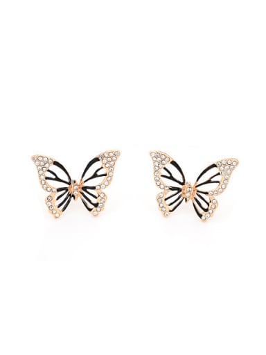 Creative Butterfly Shaped Rhinestones Enamel Stud Earrings