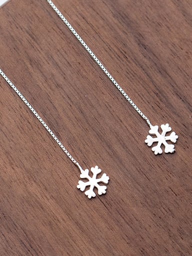 For Christmas : Sterling Silver Snowflake ear thread