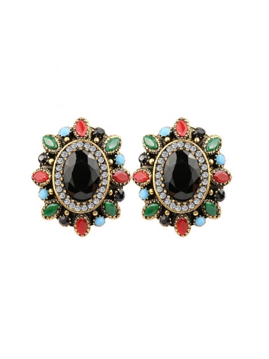 Bohemia Ethnic style Colorful Resin stones Alloy Earrings