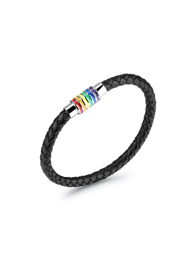 Fashion Colorful Rainbow Titanium Artificial Leather Bracelet