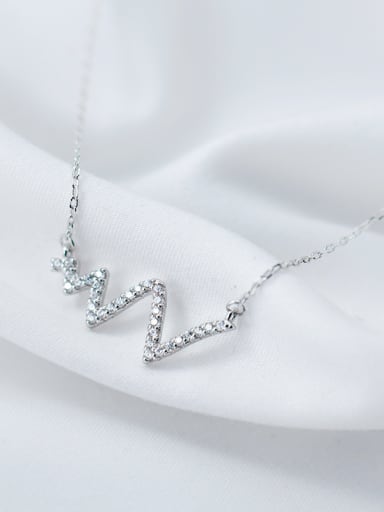 High Quality Letter W Shaped Rhinestone Silver Necklace