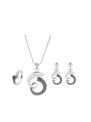 Alloy White Gold Plated Fashion Rhinestone Two Pieces Jewelry Set