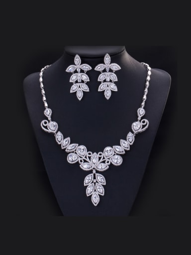 Fashionable Leaf-shape Two Pieces Jewelry Set