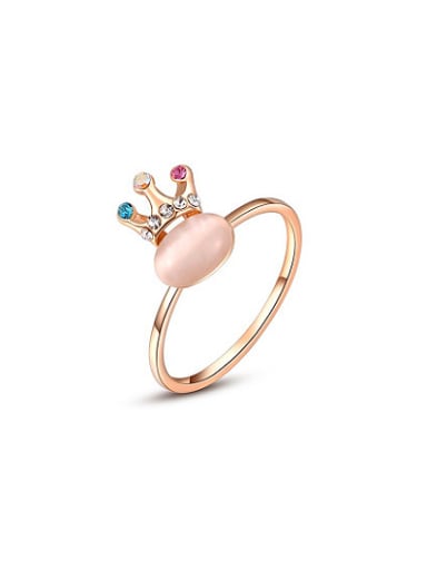 Temperament Crown Shaped Rose Gold Opal Ring