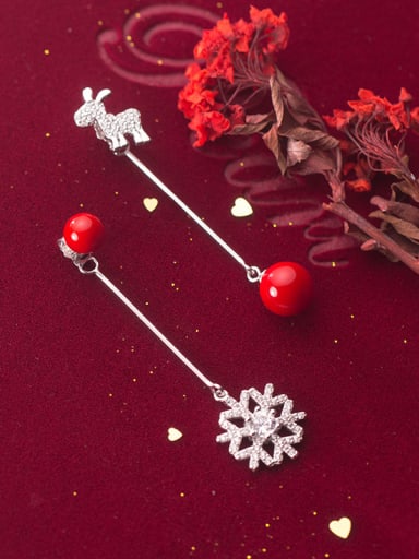 925 Sterling Silver With Platinum Plated Personality Snowflake Tassel Earrings
