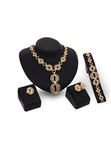 Alloy Imitation-gold Plated Fashion Hollow Four Pieces Jewelry Set
