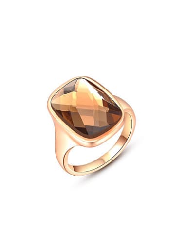 Champagne Square Shaped Austria Crystal Ring