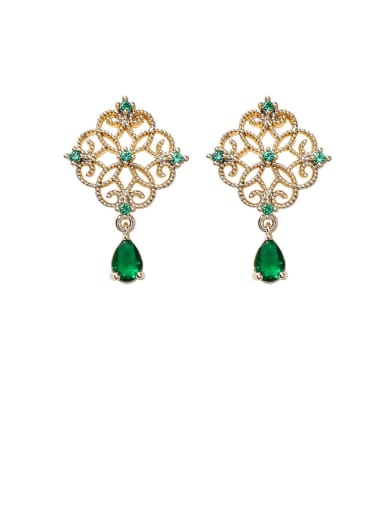 Alloy With Gold Plated Delicate Hollow  Flower Drop Earrings