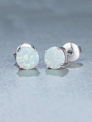 White Opal Stone stud Earring