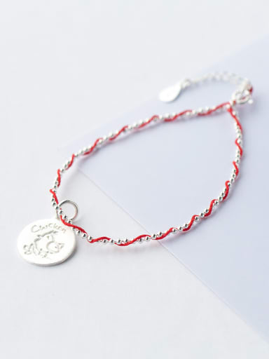 Sterling silver sweet zodiac chicken ball red thread  bracelet