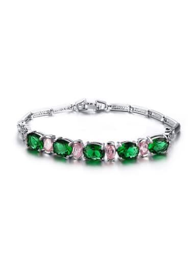 All-match Colorful Oval Shaped AAA Zircon Copper Bracelet