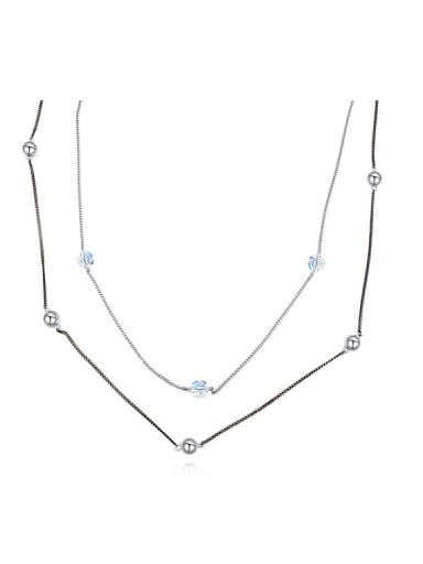 Simple Little austrian Crystals Double Layer Alloy Necklace