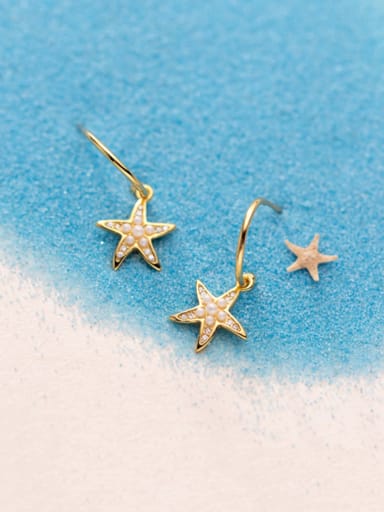 925 Sterling Silver With Gold Plated Simplistic Star Hook Earrings