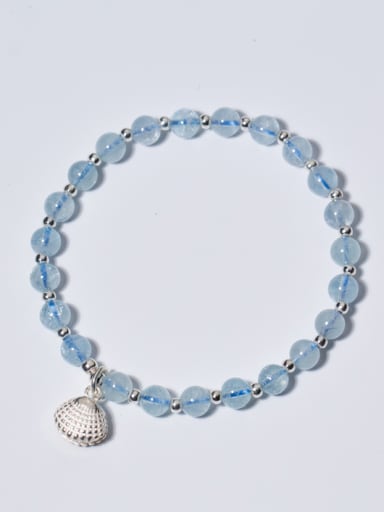 Fresh Shell Shaped Blue Crystal S925 Silver Bracelet
