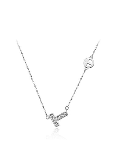 Simple T-shaped Rhinestones Silver Necklace