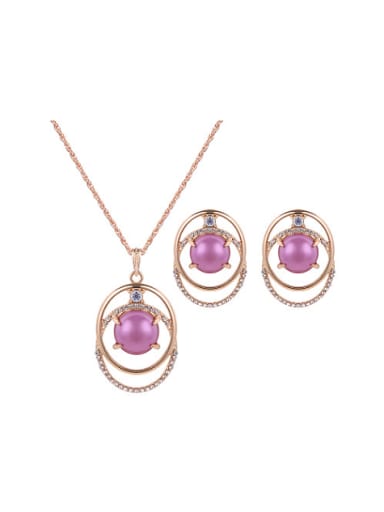 Alloy Imitation-gold Plated Fashion Artificial Stones Two Pieces Jewelry Set