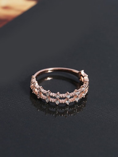 Fashion Double Row Zircon Silver Ring