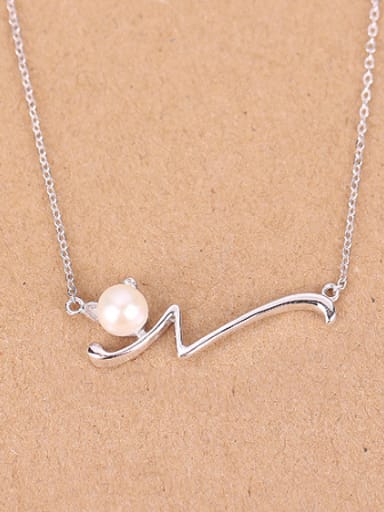 Simple Freshwater Pearl Silver Necklace