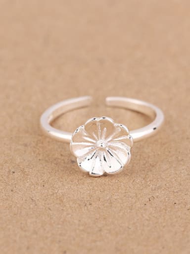 Lotus Flower Silver Opening Ring