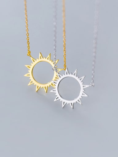 925 Sterling Silver With Gold Plated Simplistic  Sun Necklaces