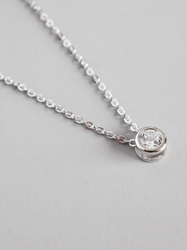 925 Sterling Silver With Platinum Plated Simplistic  cubic zirconia Necklaces