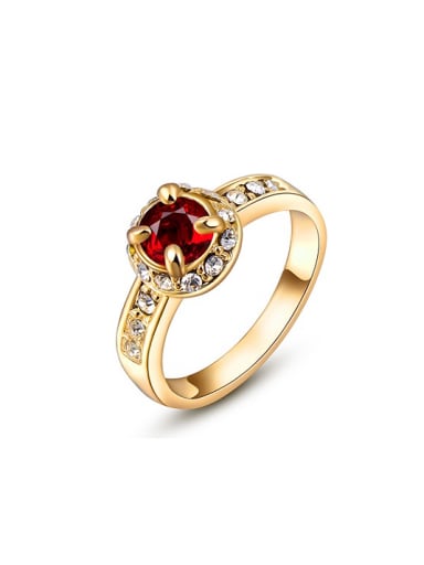 Elegant Red 18K Gold Plated Zircon Ring