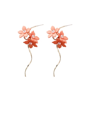 Alloy With Rose Gold Plated Bohemia Flower Wave Line Drop Earrings