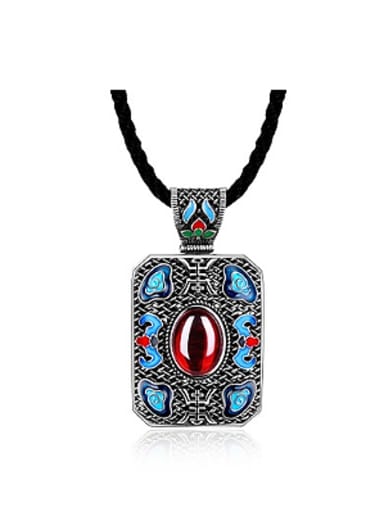 Ethnic style Corundum Stone Rectangular Necklace