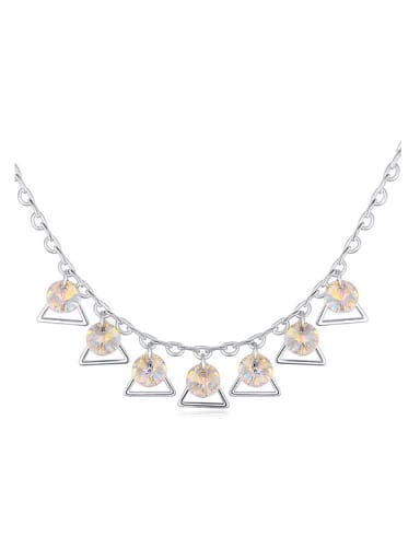 Fashion Hollow Triangle Round austrian Crystals Alloy Necklace