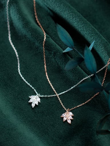 925 Sterling Silver With Silver Plated Personality Maple Leaf Necklaces
