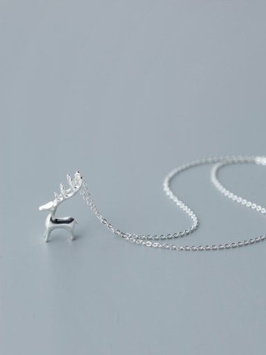 Miniature silver sweet elk Mini animal Necklace