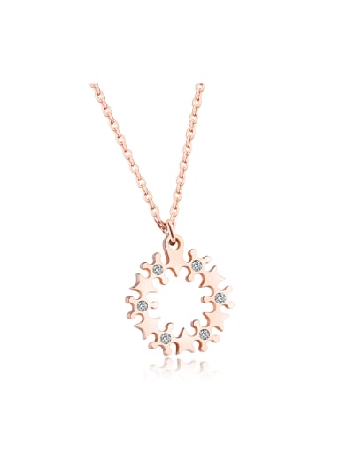 Simple Cubic Rhinestones Rose Gold Plated Necklace