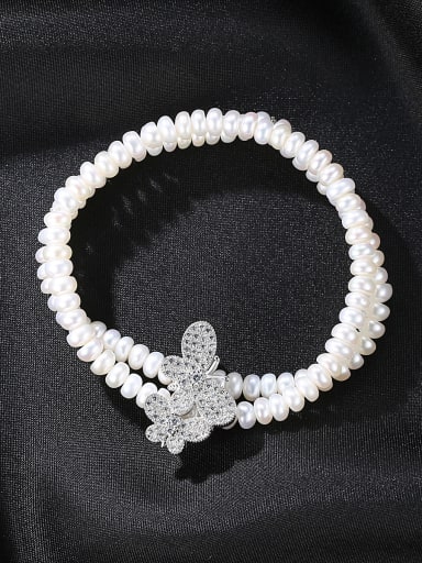 Exquisite jewelry new elegant double-layer natural pearl bracelet