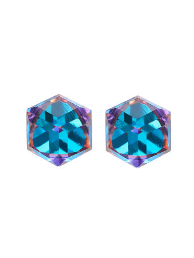 Tiny Cube austrian Crystal 925 Silver Stud Earrings