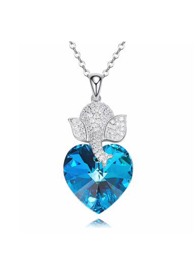 custom Fashion Little Zirconias Elephant austrian Crystal Heart 925 Silver Pendant