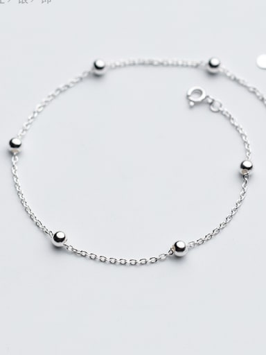 925 Sterling Silver With Platinum Plated Simplistic Ball Anklets