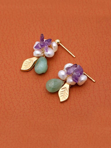 Exquisite Artificial Pearl Leaf Shaped Earrings