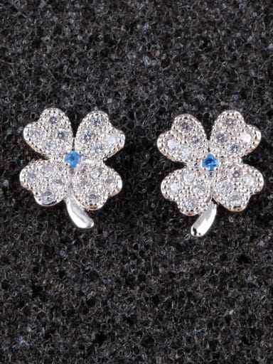Spinel Blue Leaves S925 Sterling Silver Ear Needle stud Earring