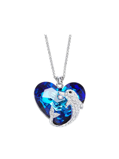 Fashion Heart shaped austrian Crystal Dolphin Necklace